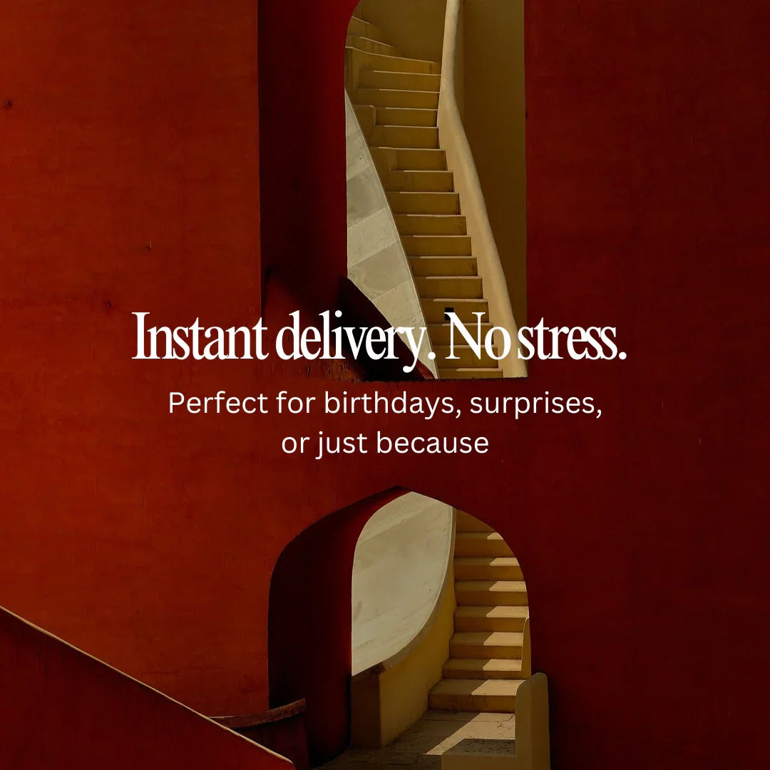 Staircase with a red wall and text overlay on a dark background