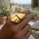 Gold-plated brass bold statement ring adjustable sculptural