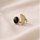Gold-plated brass gemstone ring adjustable sculptural statement