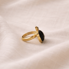 Gold-plated brass gemstone ring adjustable sculptural statement