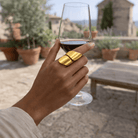 Gold-plated brass bold statement ring adjustable sculptural
