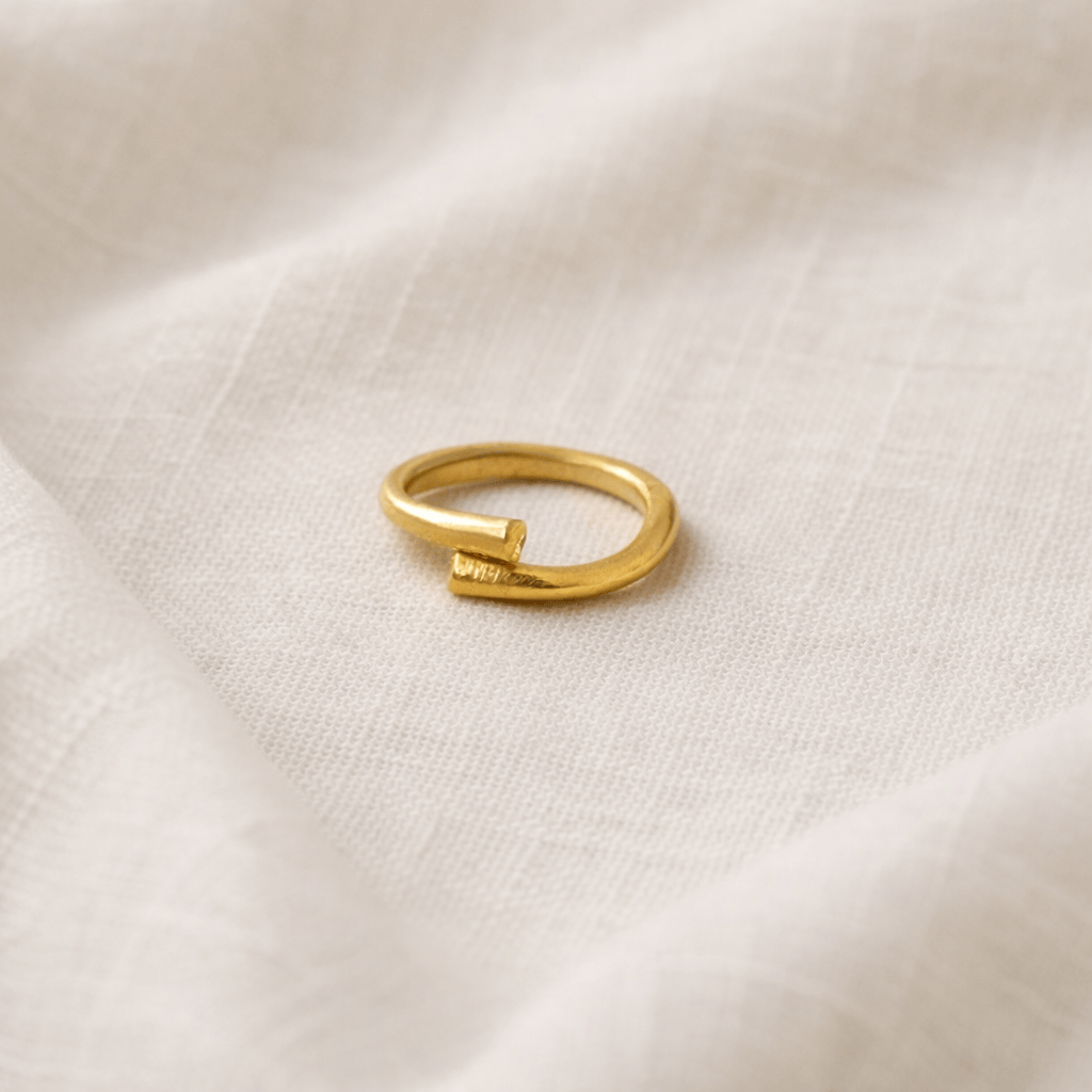 Gold-plated brass twisted statement ring adjustable